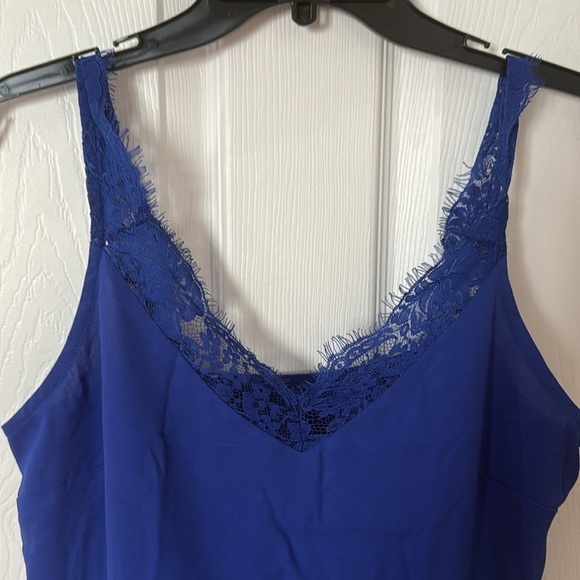 Women's Blue Lace Trim Cami Top size small - Picture 2 of 4